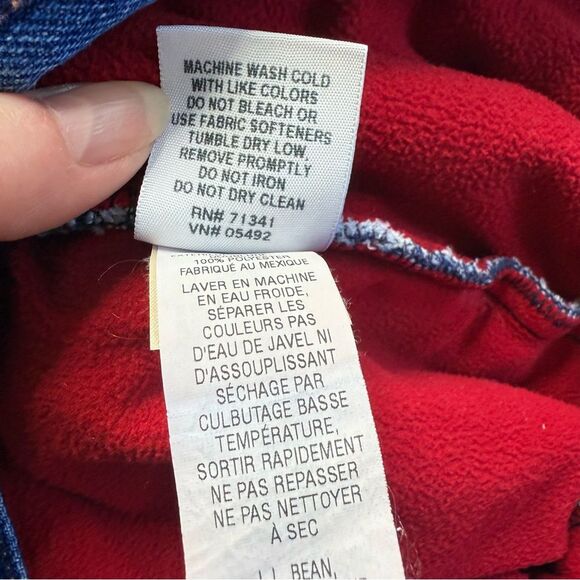 LL Bean Original Fit Relaxed Hi Rise Red Fleece Lined Blue Jeans Sz 20 M/T - Picture 13 of 15